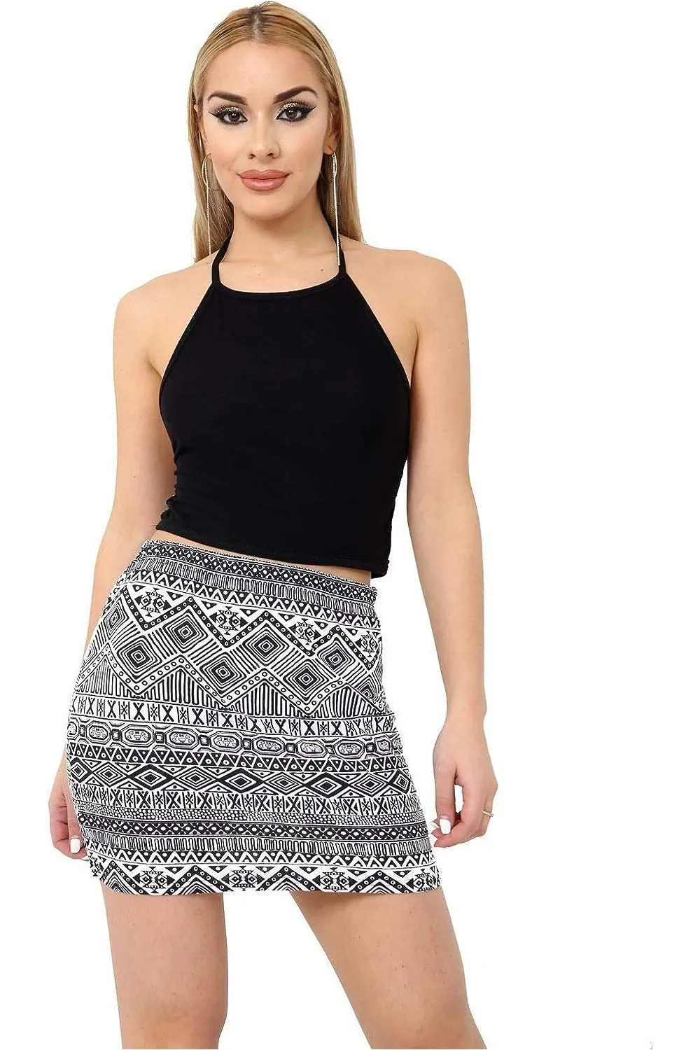 Plus Size Printed Mini Bodycon Short Skirt