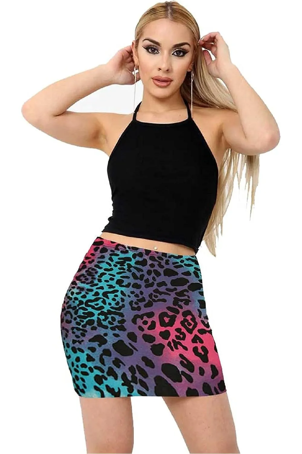 Plus Size Printed Mini Bodycon Short Skirt