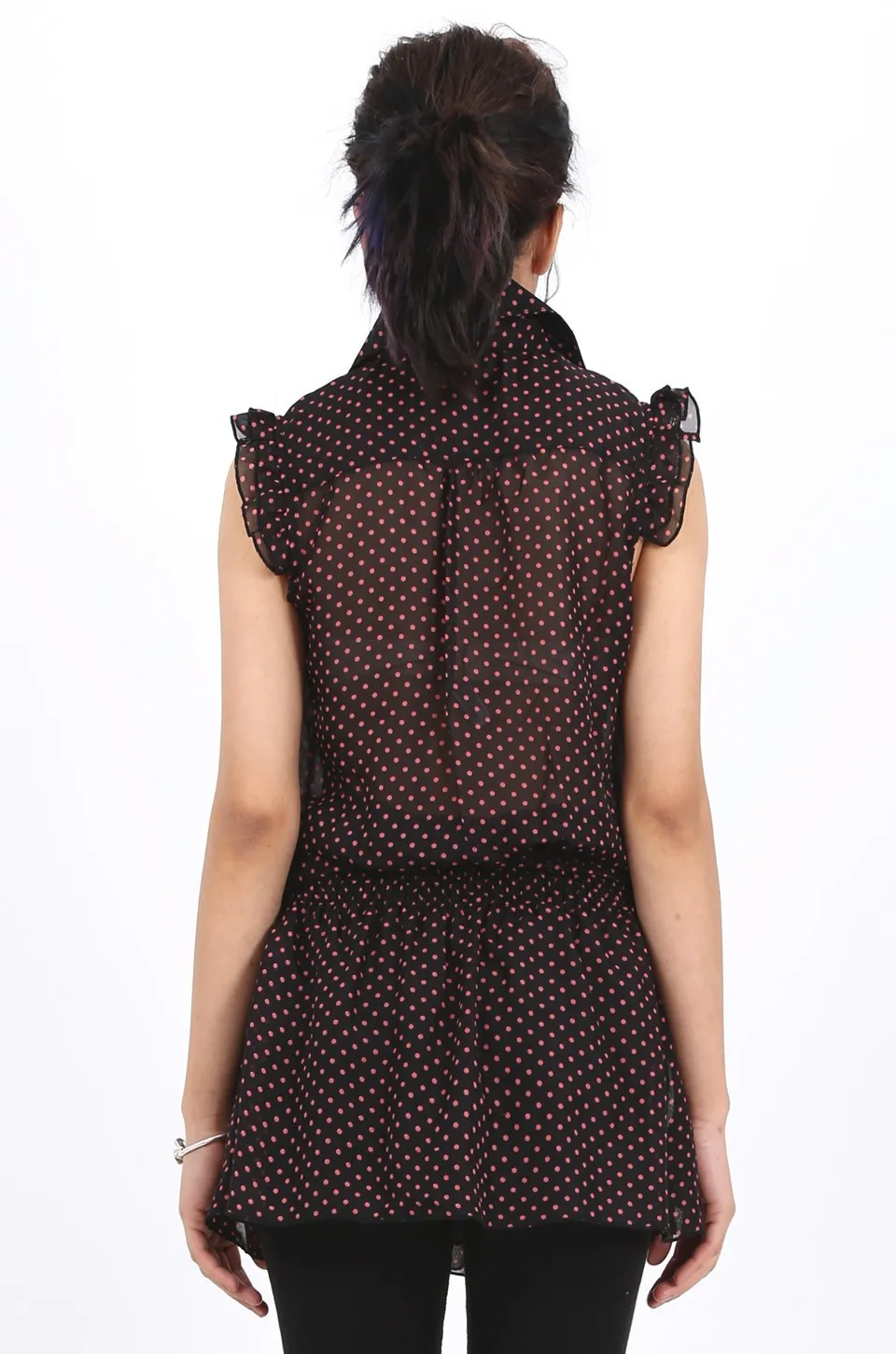 Polka Chiffon Blouse in red