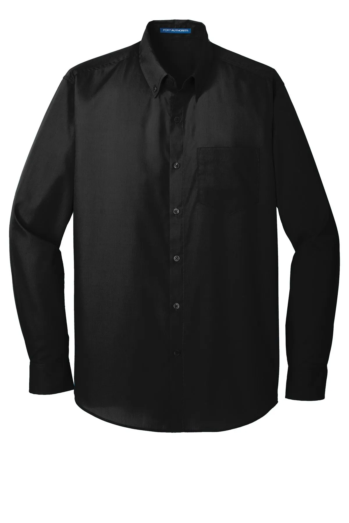 Port Authority Tall Long Sleeve Carefree Poplin Shirt. TW100 Deep Black Tall