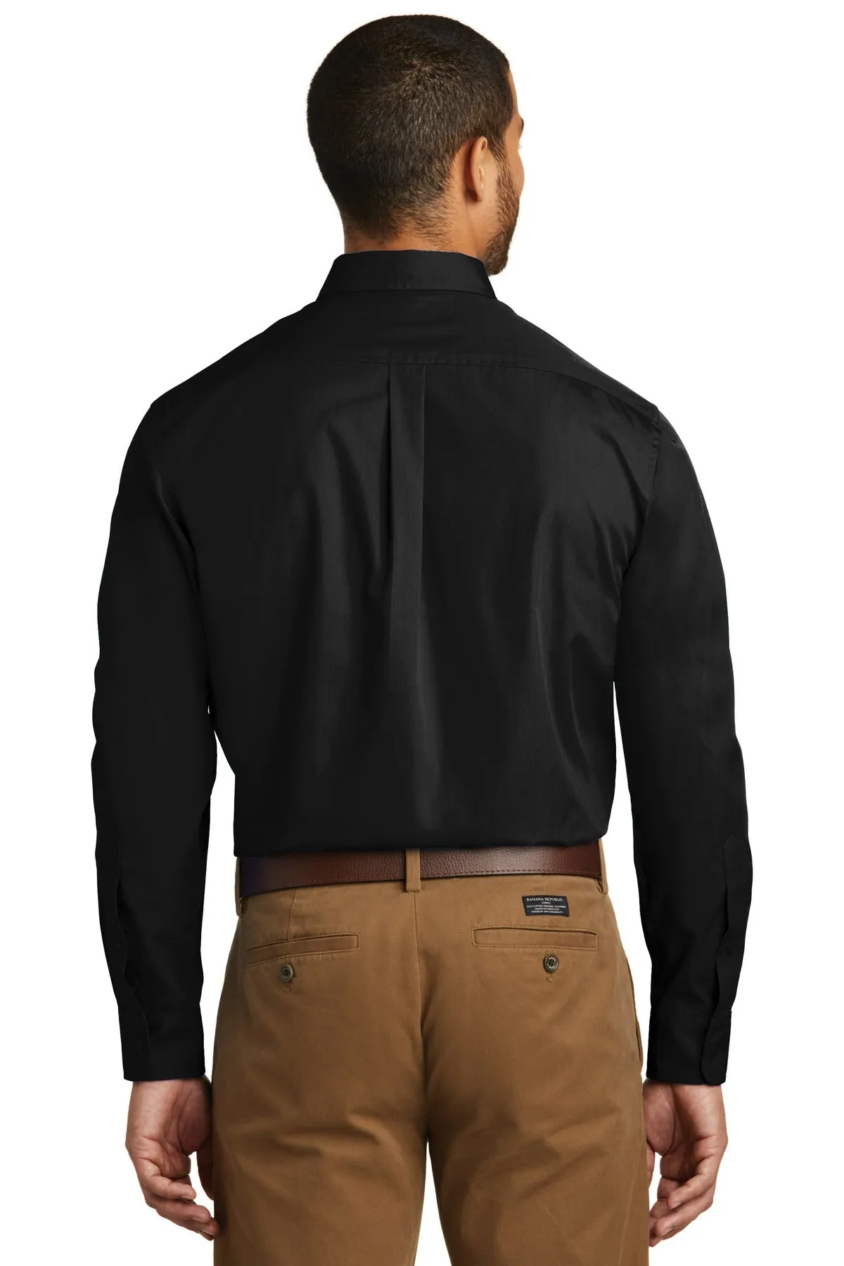 Port Authority Tall Long Sleeve Carefree Poplin Shirt. TW100 Deep Black Tall