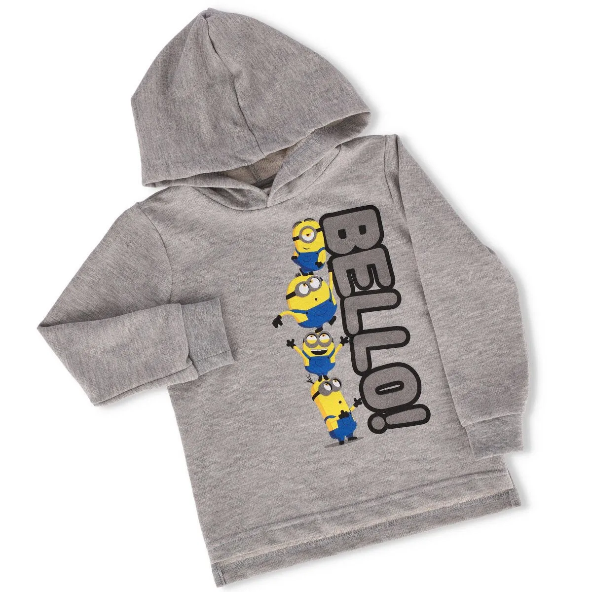 Pre-Boys Long Sleeve Minions Unbrushed Hoody - Light Grey