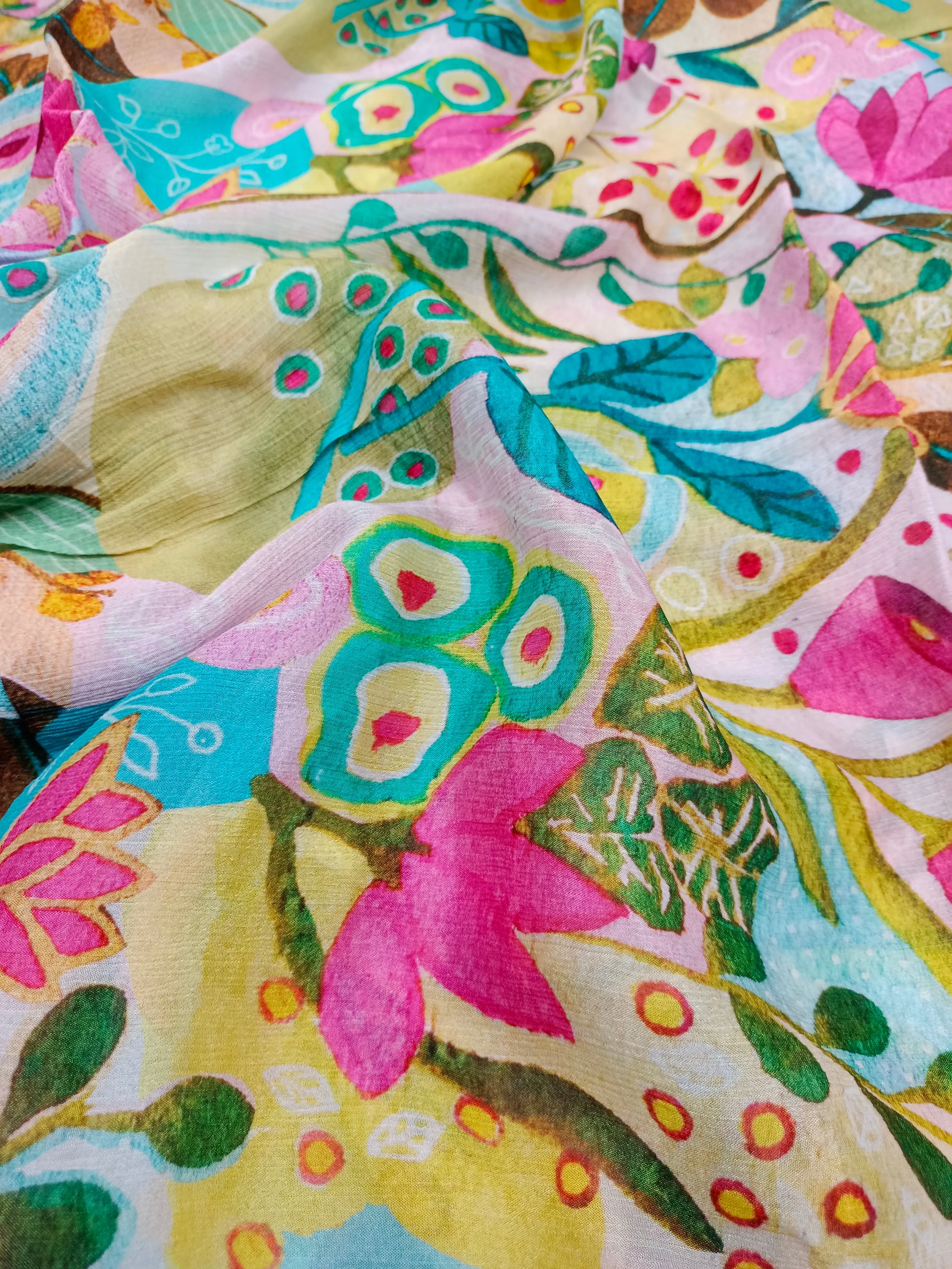 Pure Crushed Chiffon Chinon Digital Printed Fabric