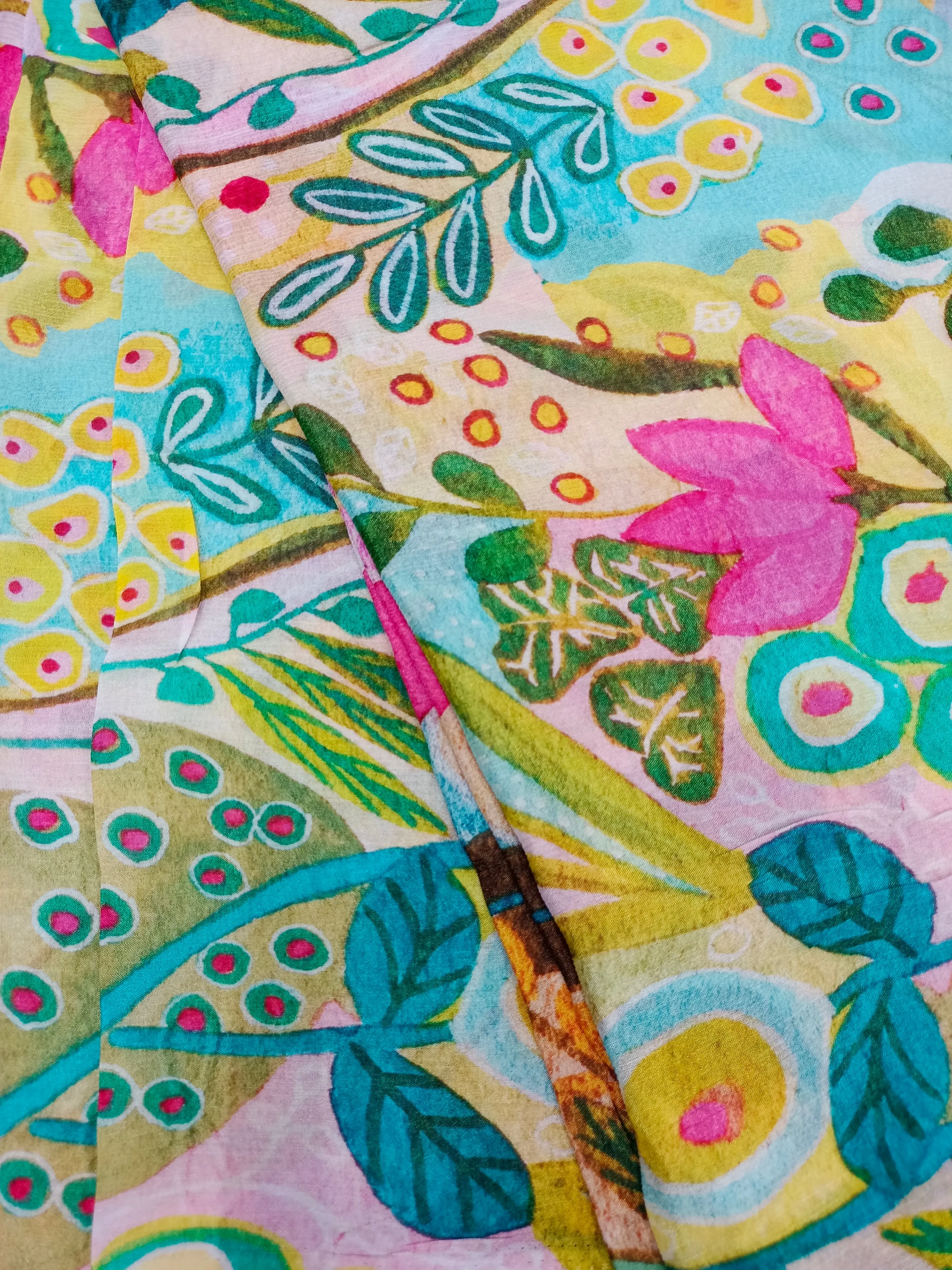 Pure Crushed Chiffon Chinon Digital Printed Fabric