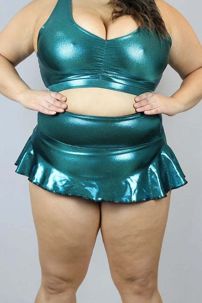 Rarr Mid Waisted Skort - Aqua Sparkle Plus Size