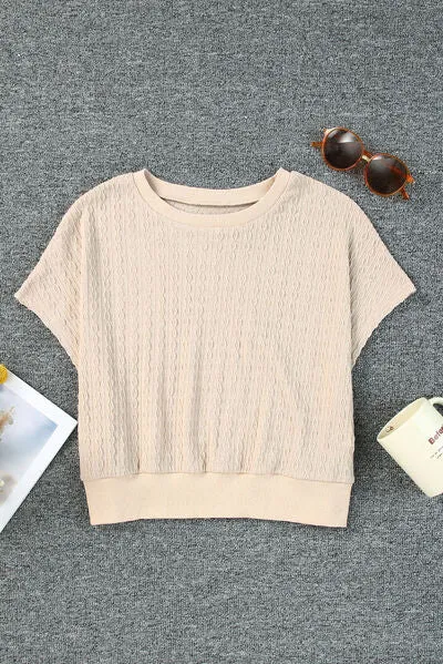 Round Neck Short Sleeve Blouse