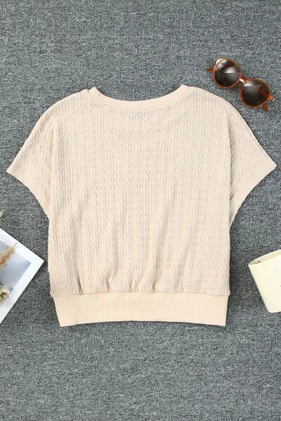 Round Neck Short Sleeve Blouse