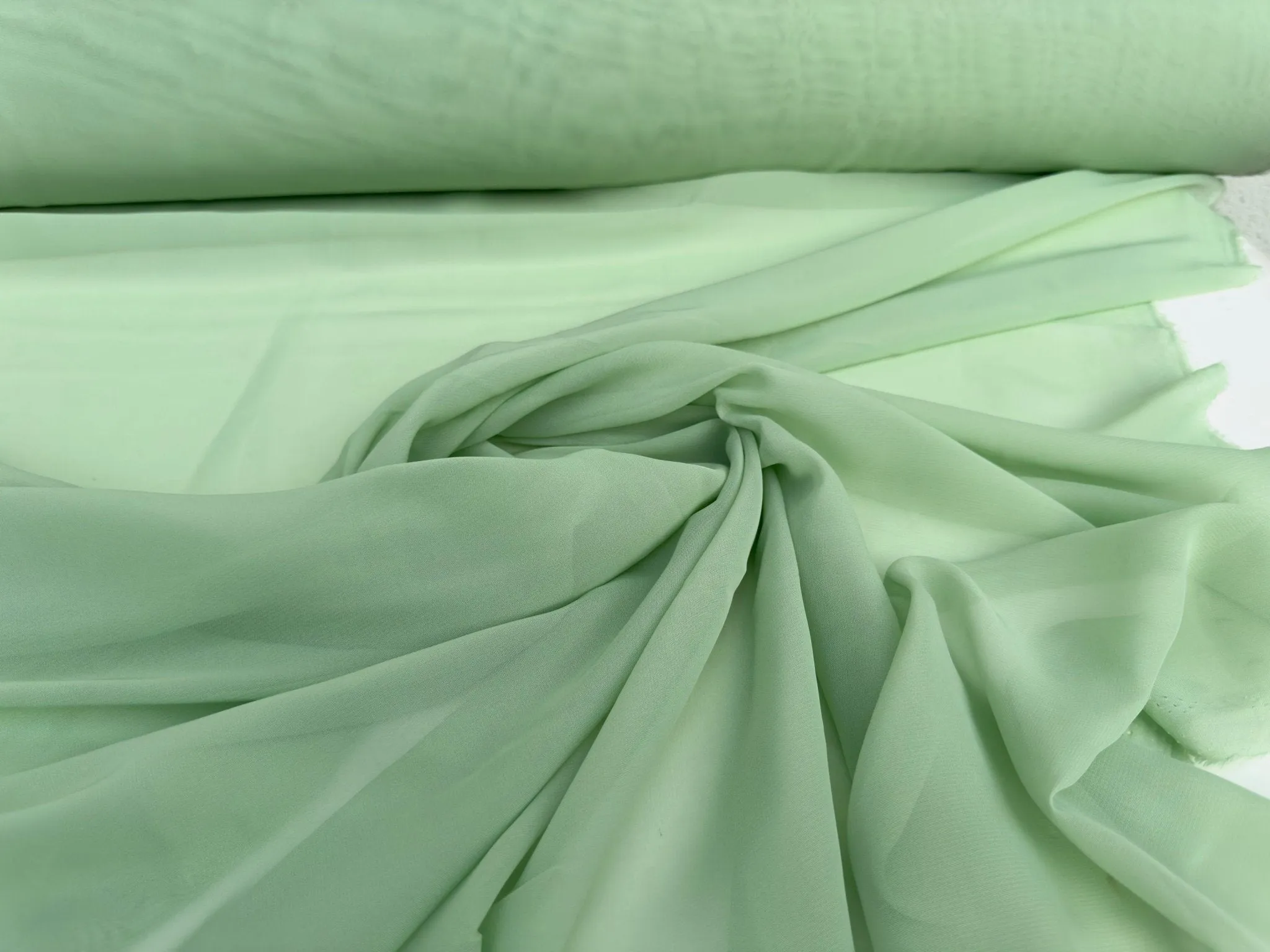 Sage Green Chiffon Fabric By Yard, Light Green Material Chiffon Sheer Light Weight Green Chiffon Fabric for Dress, Veil Arch Decoration