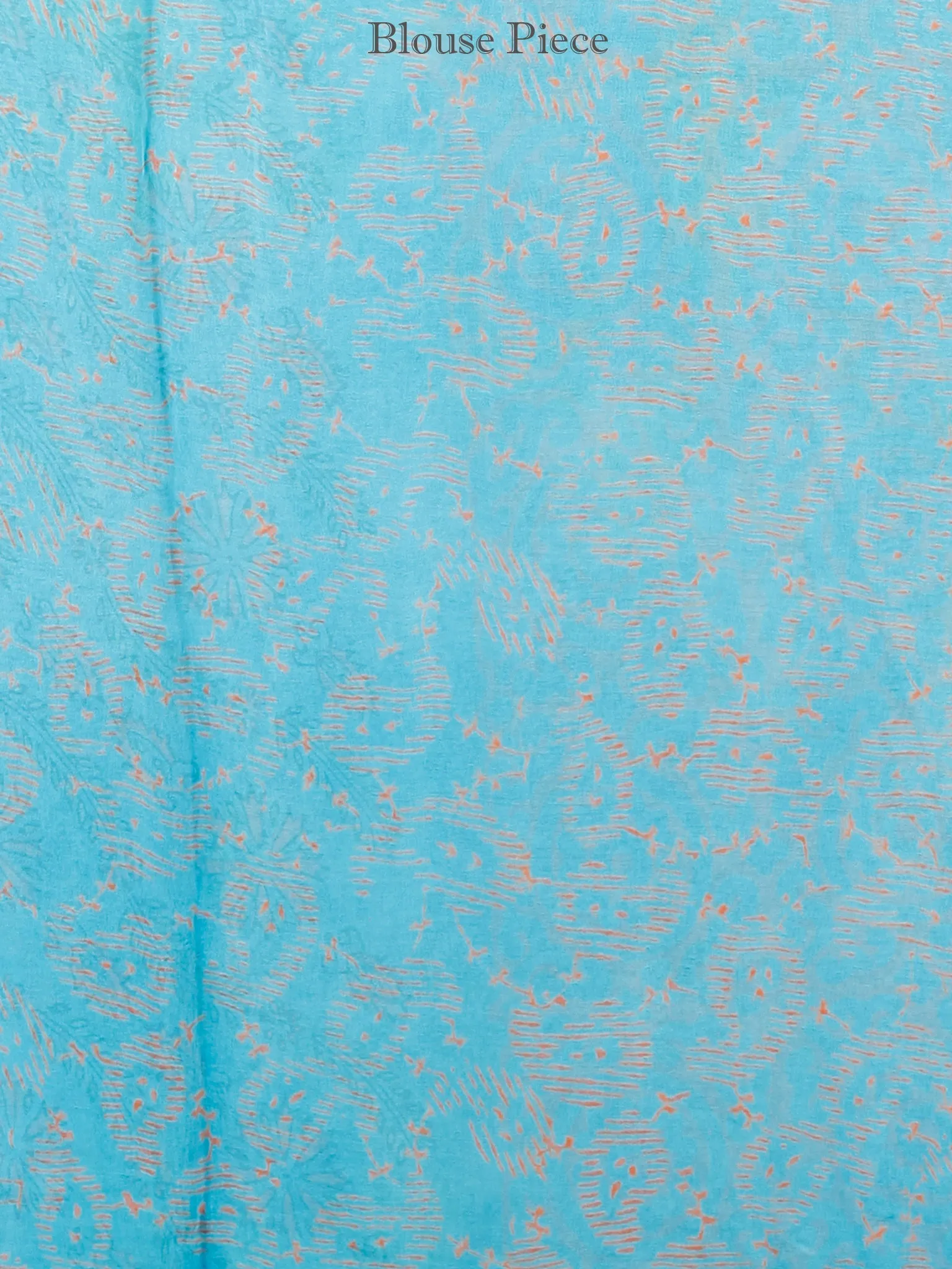 Sky Blue Coral Hand Block Printed Chiffon Saree with Zari Border - S031703418