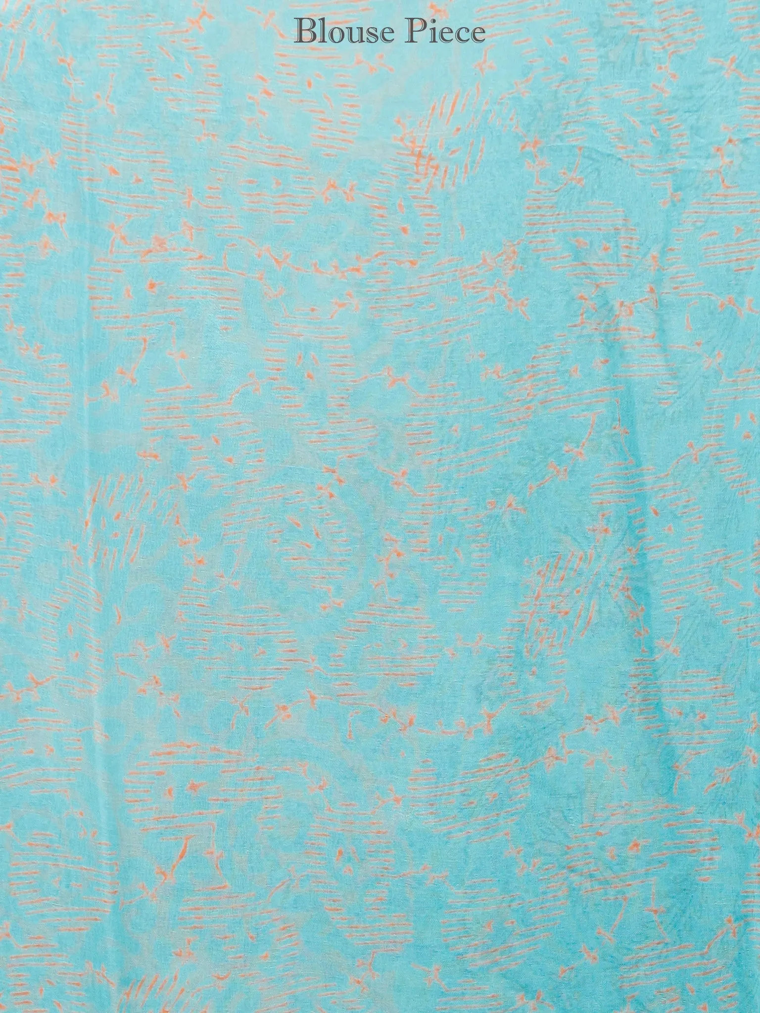 Sky Blue Coral Hand Block Printed Chiffon Saree with Zari Border - S031703419