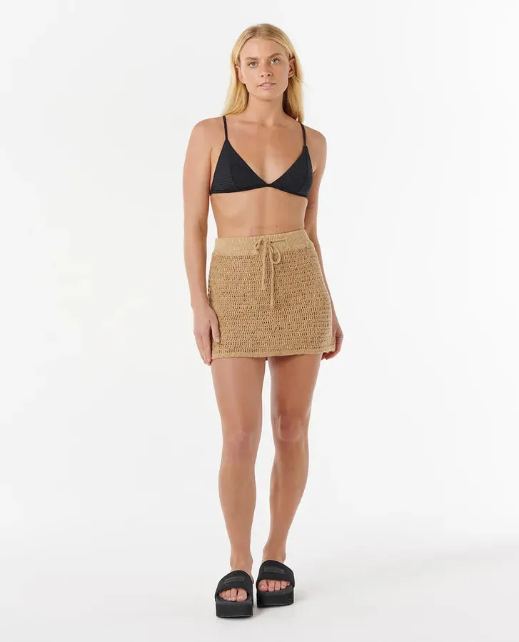 Soleil Crochet Mini Skirt - Taupe