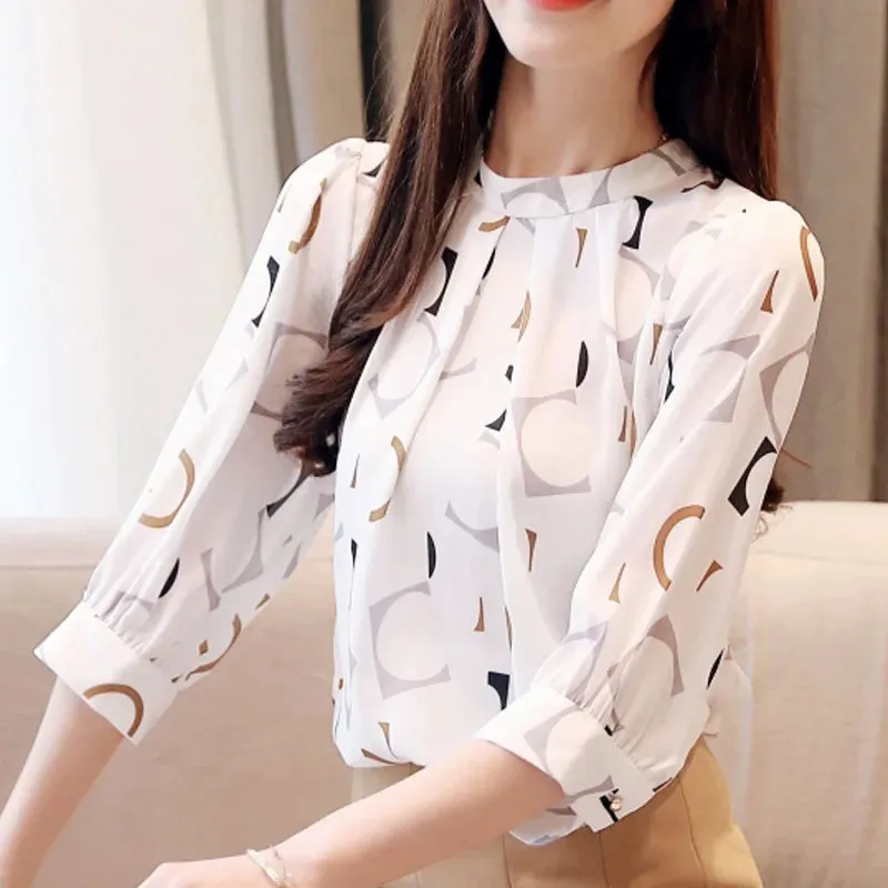 Summer Printed Chiffon Blouse