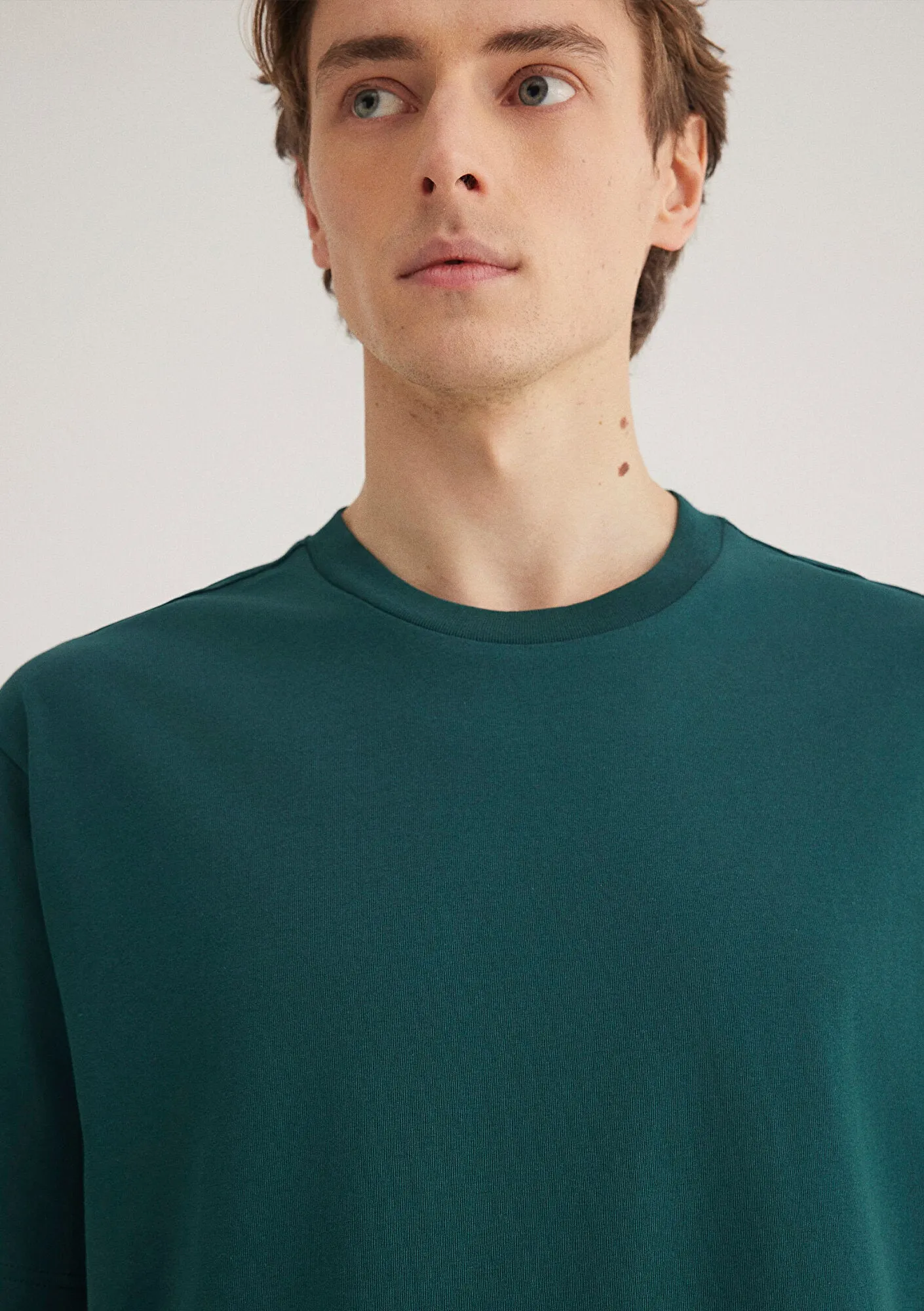 Tag Detailed Green Basic T-Shirt