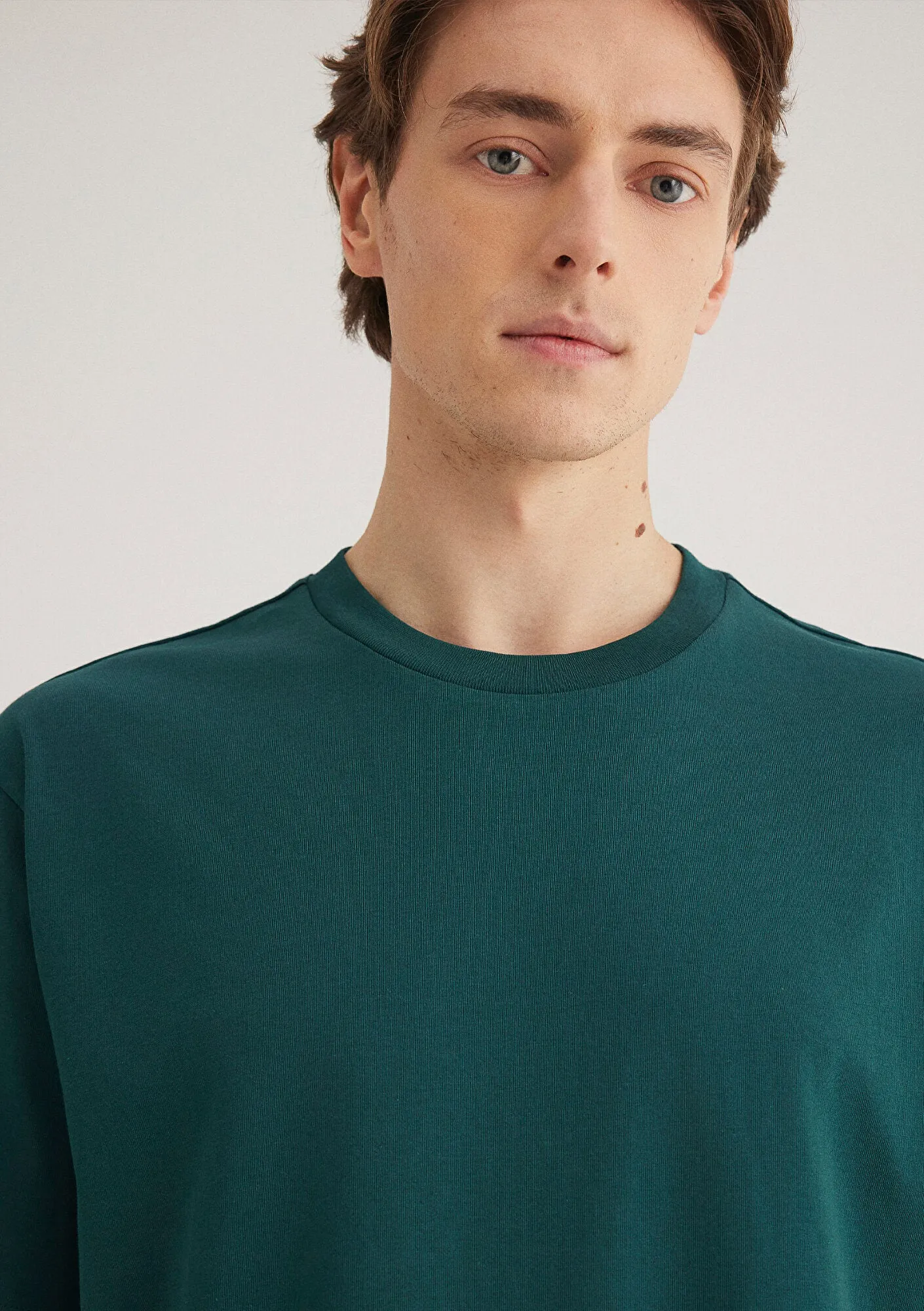 Tag Detailed Green Basic T-Shirt