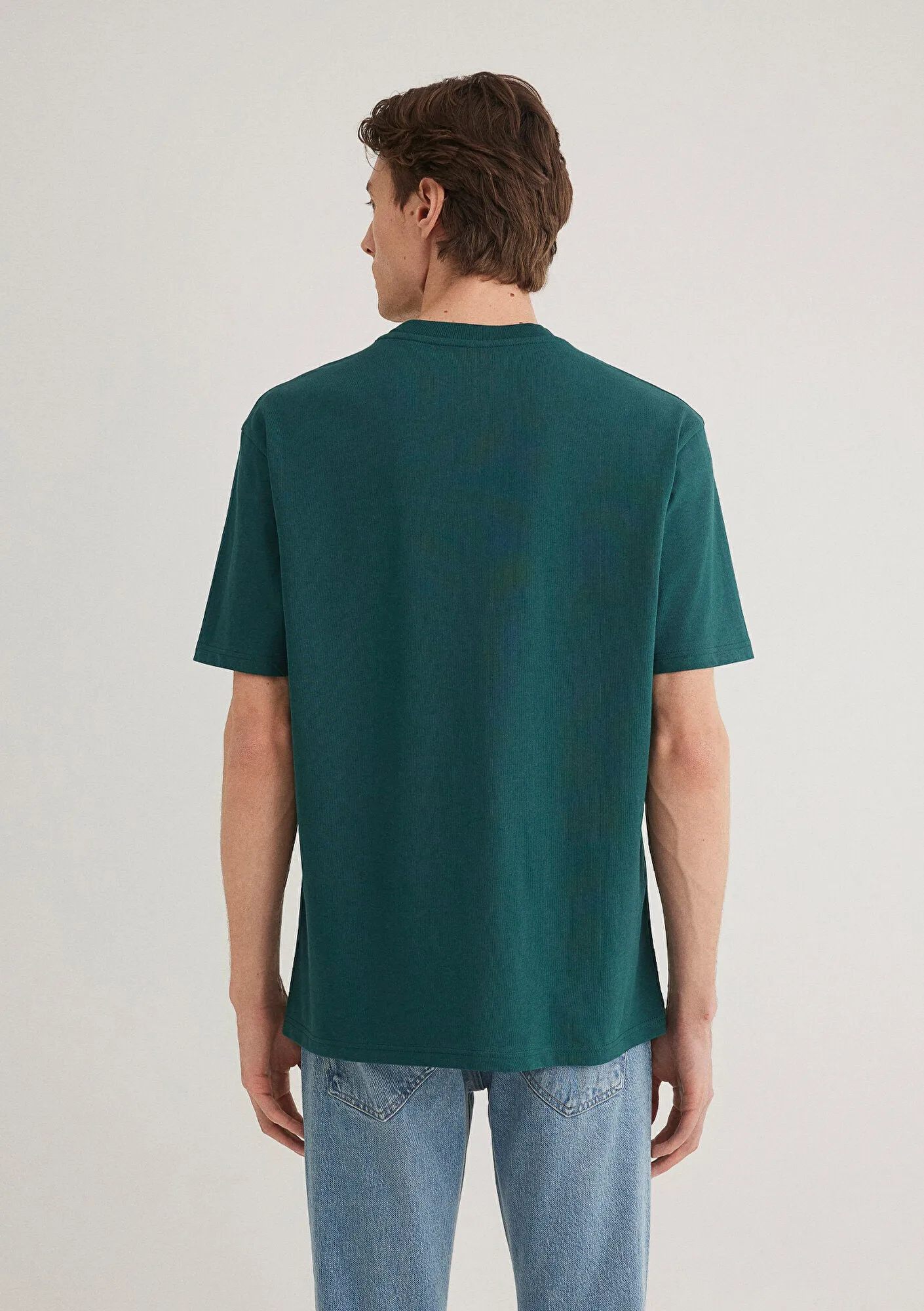 Tag Detailed Green Basic T-Shirt