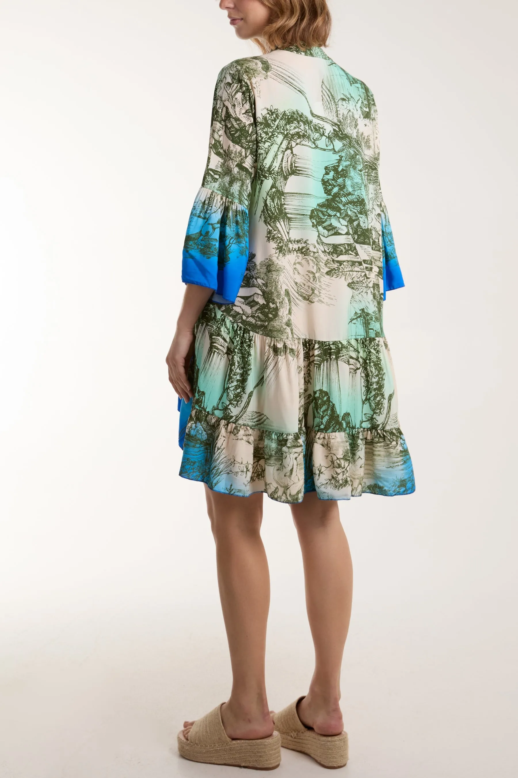 Tassels Toile De Jouy Tiered Dress