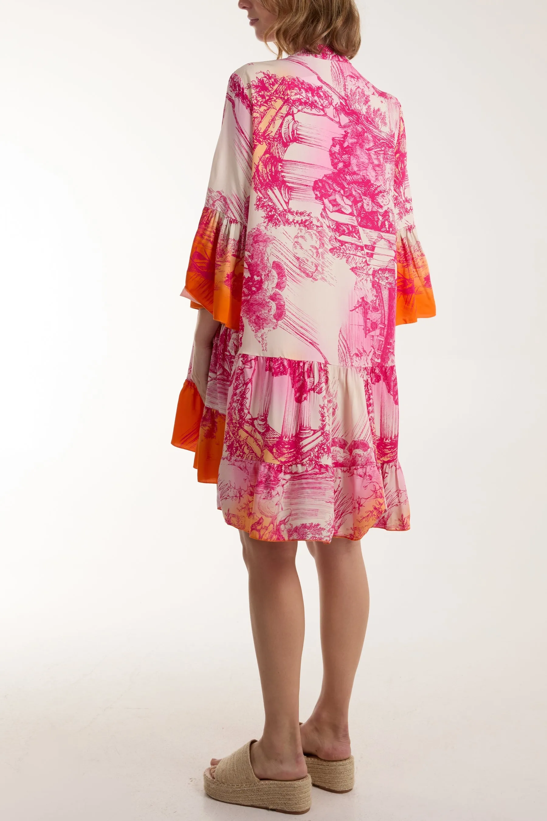 Tassels Toile De Jouy Tiered Dress