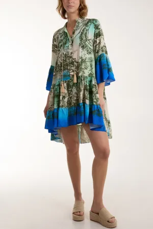 Tassels Toile De Jouy Tiered Dress