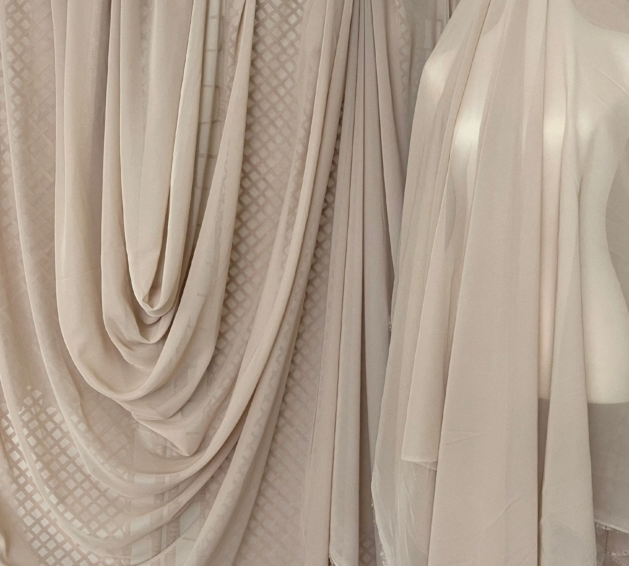 Taupe Chiffon Fabric