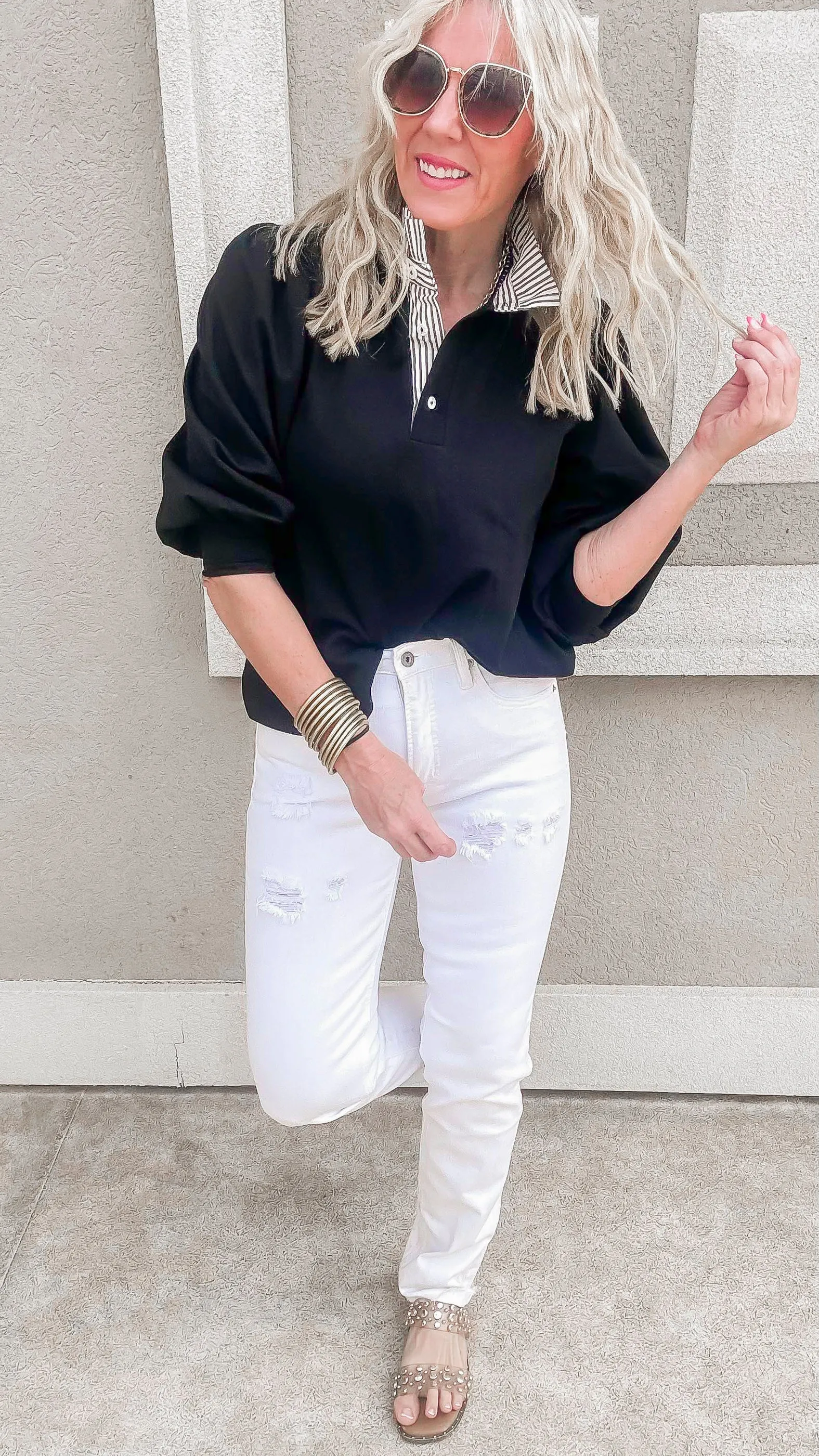 The Ruffle Edit Balloon Sleeve Sweater Top
