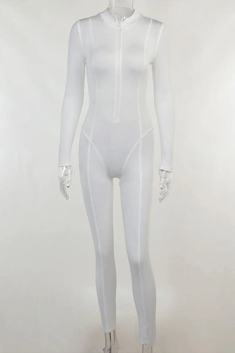 TR3169 Zip-up Workout Jumpsuits