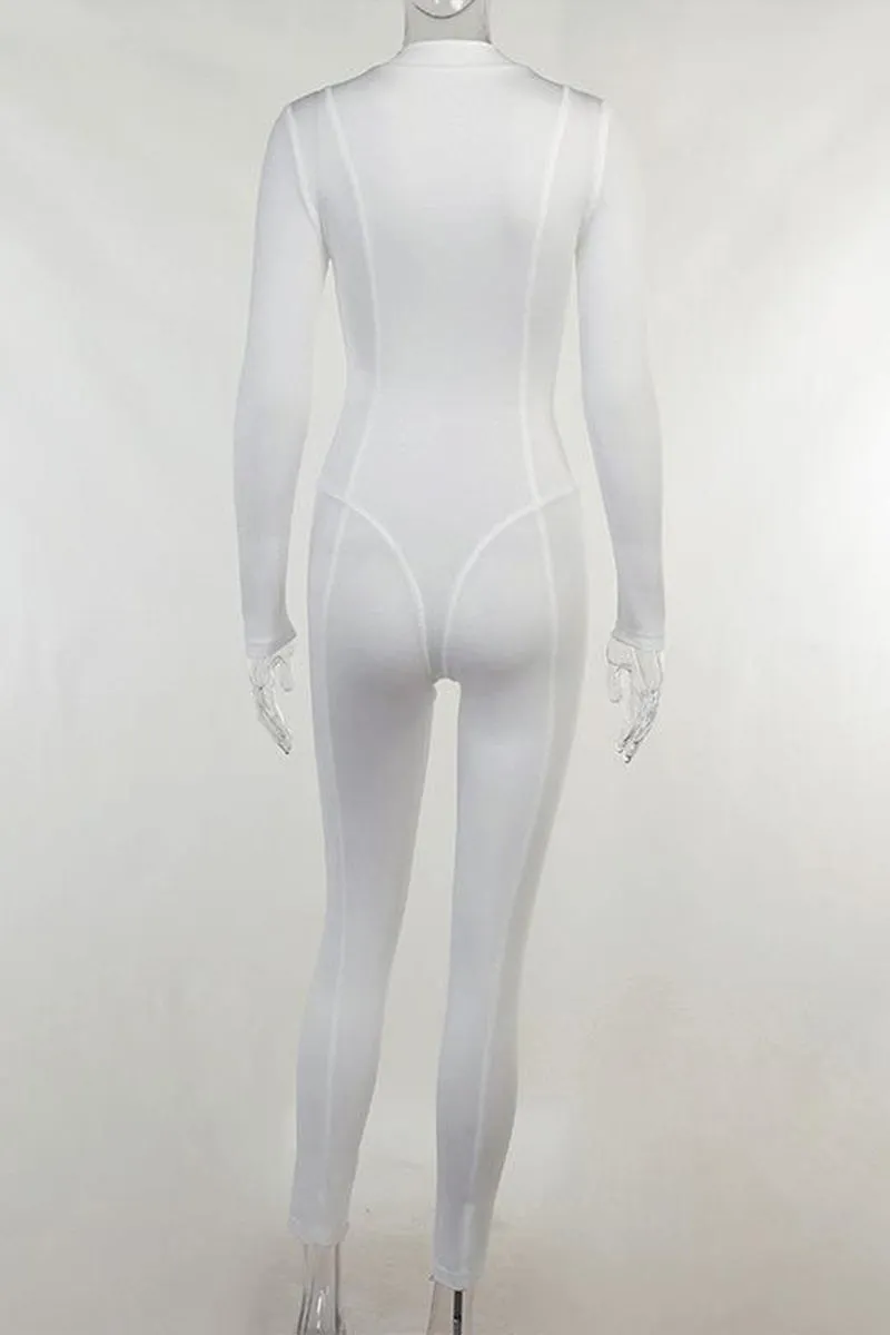 TR3169 Zip-up Workout Jumpsuits
