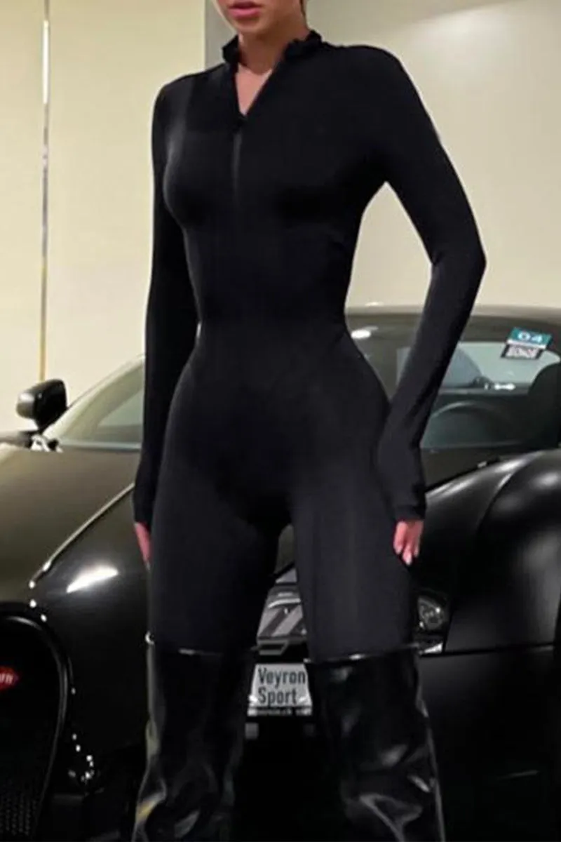 TR3169 Zip-up Workout Jumpsuits