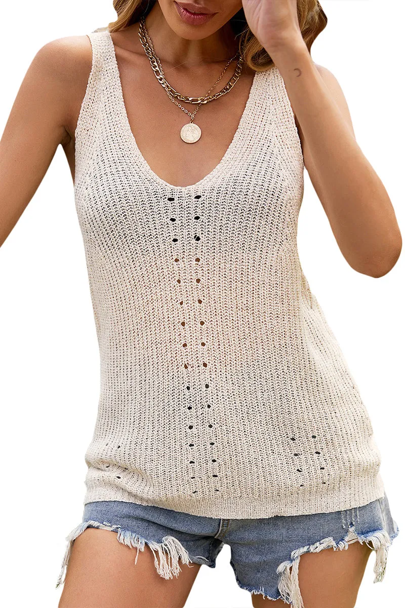 TS3228 Sheer knitted Tank Top