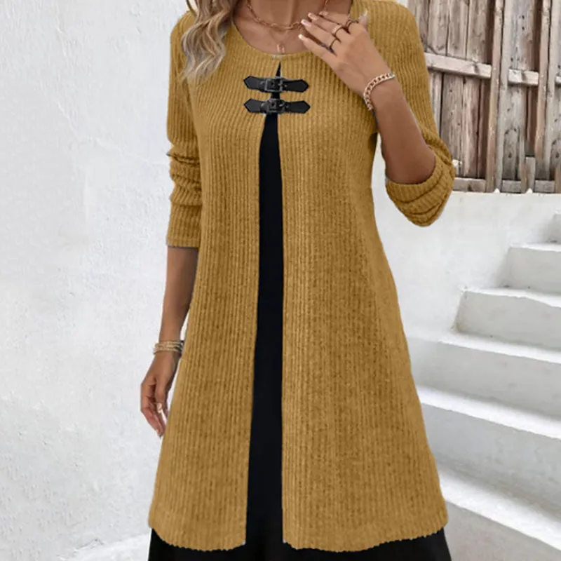 Two-piece Suit Button Slim Fit Dress Sweater for Womens