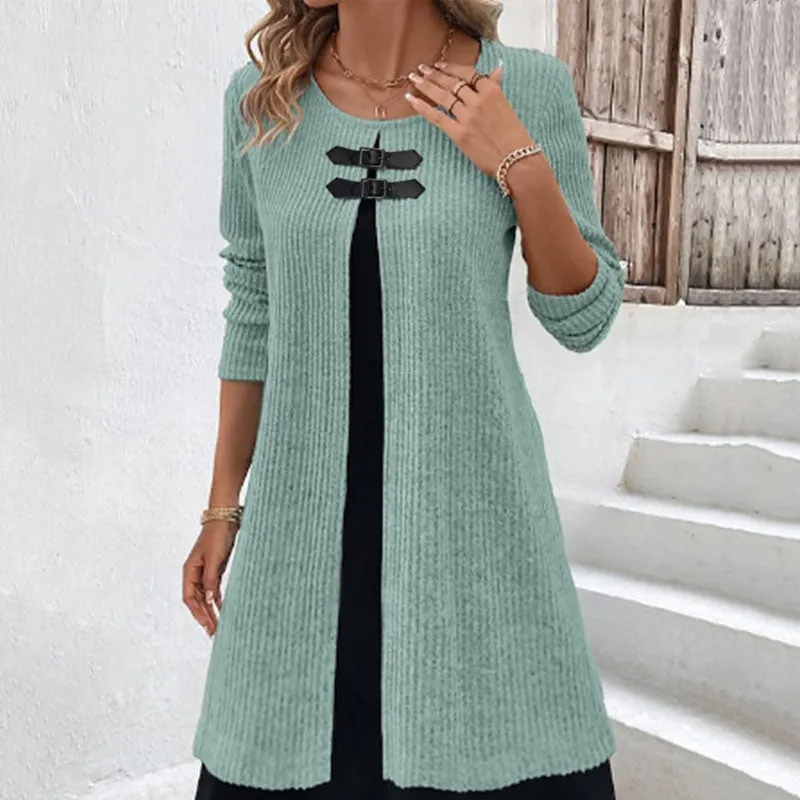Two-piece Suit Button Slim Fit Dress Sweater for Womens