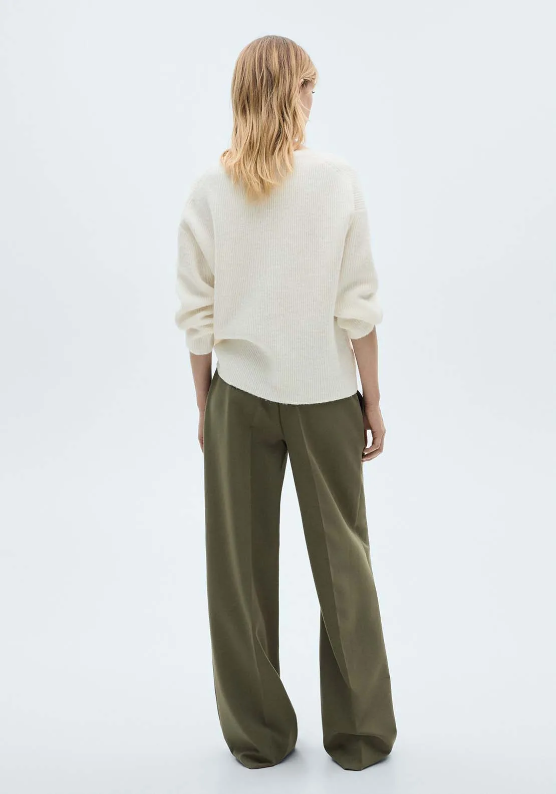 V-neck knit sweater - Light Beige