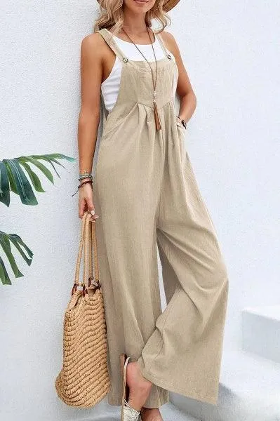 Women's Casual Loose Fit Jumpsuit – Sleeveless, Wide-Leg, Lightweight