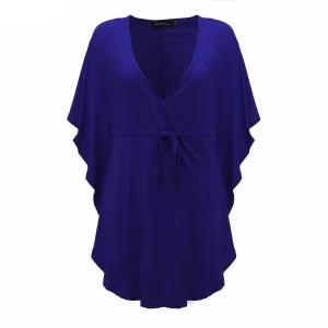 Womens Casual Loose V-neck Batwing Sleeve Tops Tee Ladies Solid Blouses Shirts Plus Size