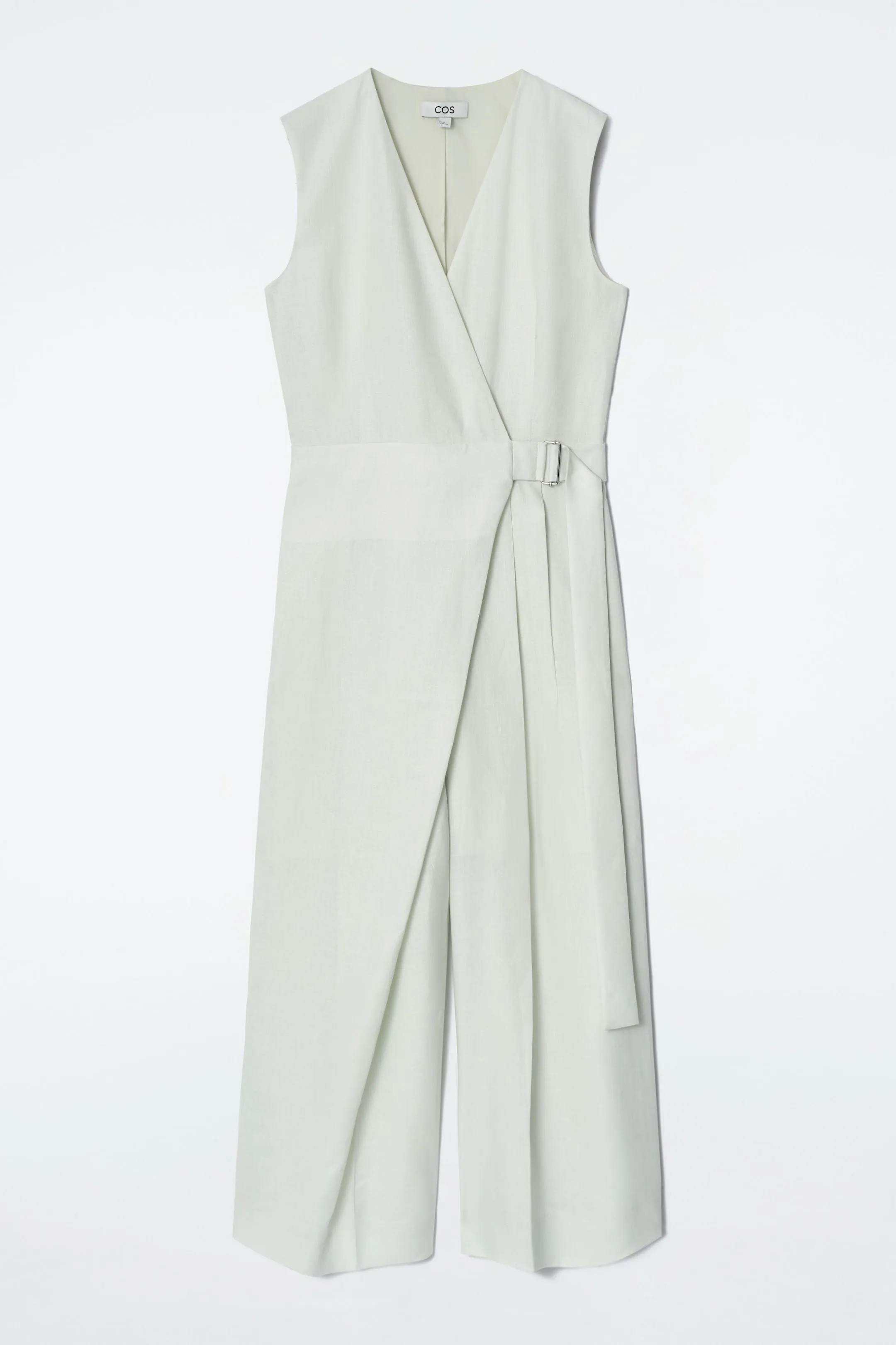 Wrap-Front Linen Jumpsuit