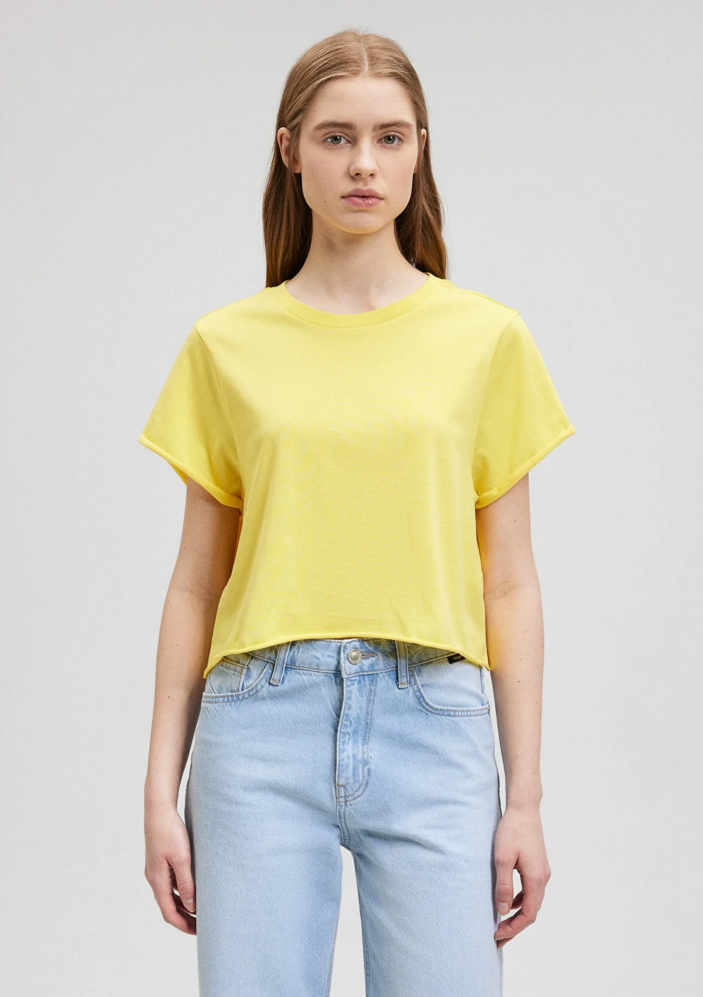 Yellow Crop Basic T-Shirt