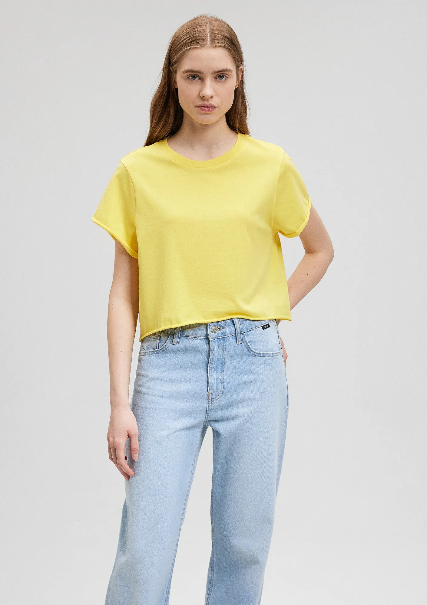 Yellow Crop Basic T-Shirt