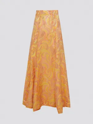 Yellow Printed Maxi Skirt